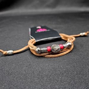 🌸'Clear A Path' Brown Suede Bracelet with Pink Beads - Paparazzi - VERSATILE!🌸